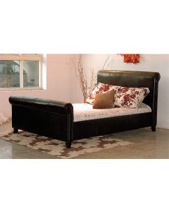 Henley PU Leather Bed Black / Brown  - (4'6")