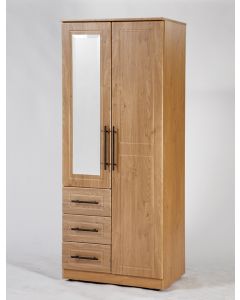 Mya Oak  2'6 Combi White Wardrobe