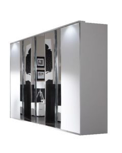   Davos - 6 Door 4 Mirror White Wardrobe
