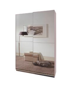 Queen - White 180cm Full Mirrored Sliding Wardrobe