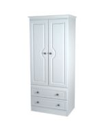Snowdon 2'6 Two Drawer White Wardrobe
